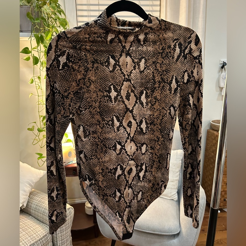 Snakeskin Turtule Neck Bodysuit Brave Soul